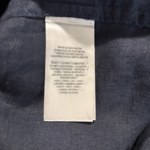 LAUREN RALPH LAUREN Sz 6 Buttoned Dress 100% Linen Seam Pockets Belt Collar - Picture 10 of 13